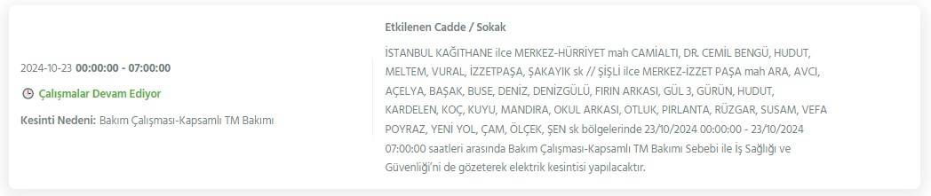 İstanbul'un 21 ilçesinde 8 saati bulacak elektrik kesintisi! Bu gece yarısından itibaren başlıyor 28